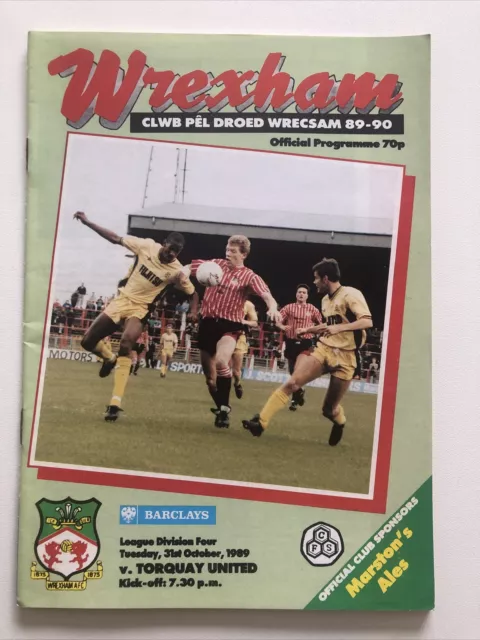 Wrexham V Torquay United 31/10/89 1989 Match Programme