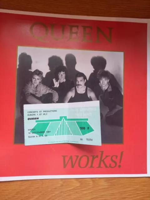 Queen The Works tour programme and ticket Paris 18 September 1984