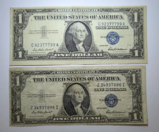 1935F/57, $1 Silver Certificate USA With/Without Motto 2 Nice Better Notes F42