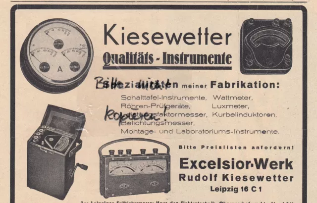 LEIPZIG, Werbung 1939, Excelsior-Werk Rudolf Kiesewetter Qualitäts-Instrumente