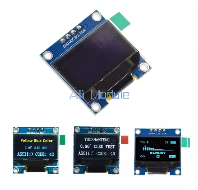 0.96"  White Yellow Blue 128X64 OLED I2C IIC Serial LCD LED SSD Display AM