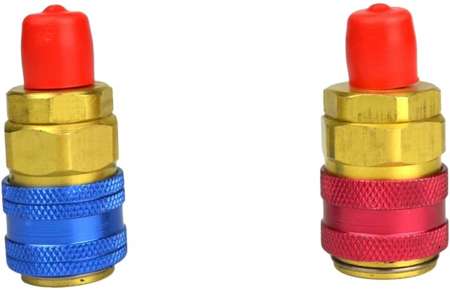 FavorCOOL R134a Quick Coupler Adapters, Brass Freon Manifold Gauge Adapters 2pcs