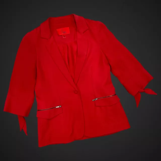 Z Spoke Zac Posen New York Red Silk Blazer Jacket Size 6