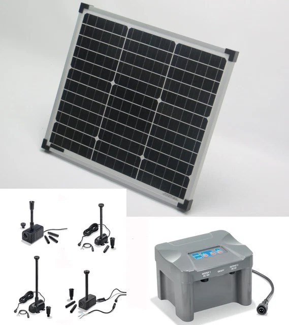 30W SOLARPUMPE AKKU Batterie Solar Teichpumpe Bachlaufpumpe