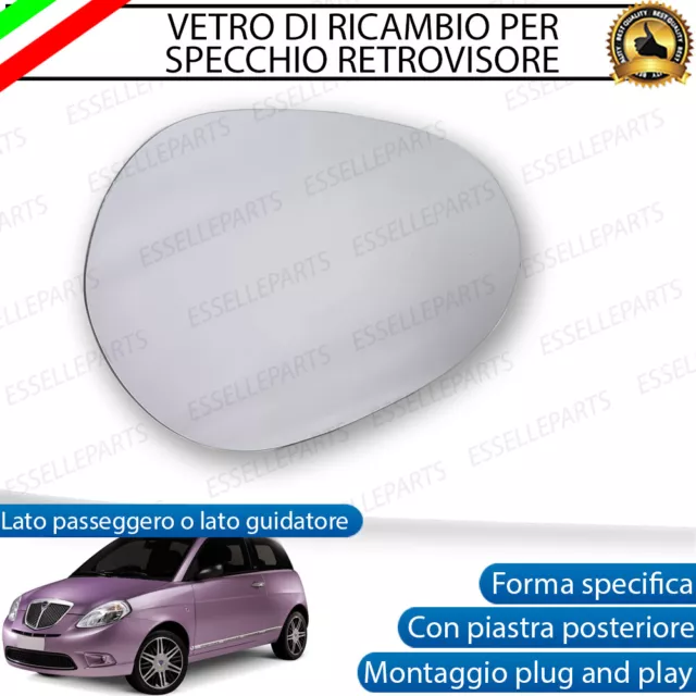 Specchietto Lancia Ypsilon 843 Fino Al 2010 Vetro Retrovisore Destro Sinistro