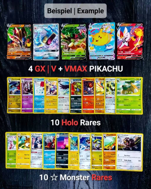 ⭐500 official Pokémon Cards Bundle VMAX PIKACHU + 4 GX/V & 45 Holos GUARANTEED✔️ 3