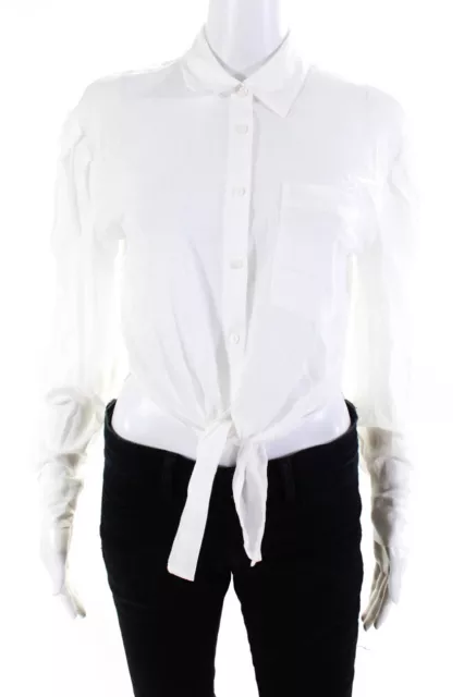 Intermix Women's Collar Long Sleeves Button Down Shirt White Size S