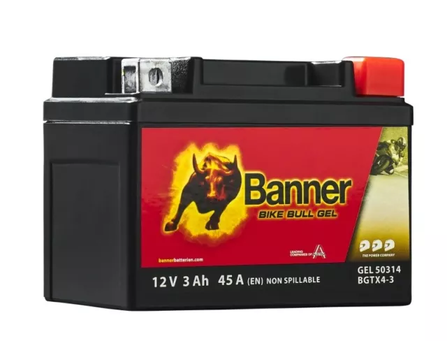 Banner Bike Bull GEL Motorrad Batterie 50314 3Ah 12V BGTX4-3 YTX4L-BS CTX4L-BS