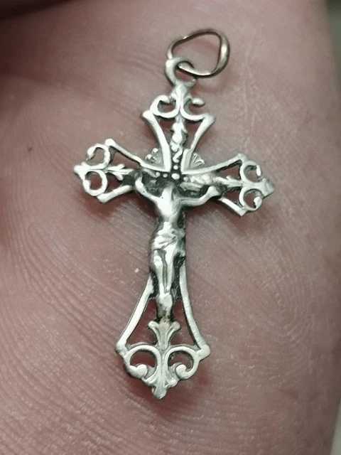 Pendentif Ancien Début XXe Siècle En Métal Argenté Ajouré - Bijou Vintage - Occasion