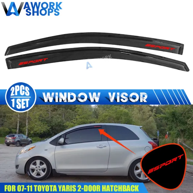 Fit 07-11 Toyota Yaris Hatchback Window Visor Vent Rain Guard Shade w/ Red Sport