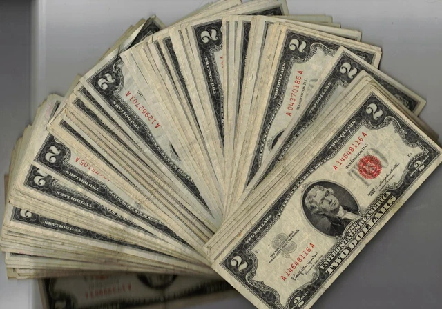 Random 1963 $2.00 Red Seal United States Legal Tender Note Average Circulated