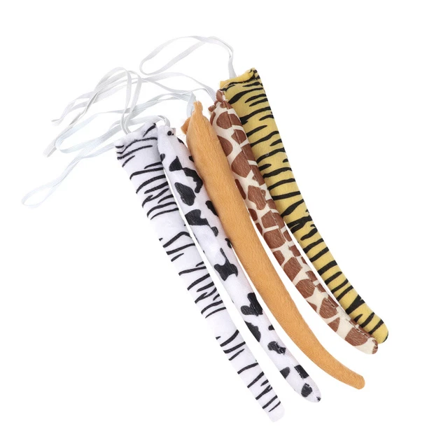 5 piezas Simulación Cola Tigre Disfraz Cola Animales Peluche Cola Decoraciones
