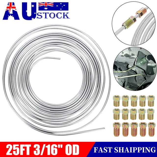 25 FT ZINC Steel Coil Brake Line 3/16'' OD Roll Coil Tubing Kit 15