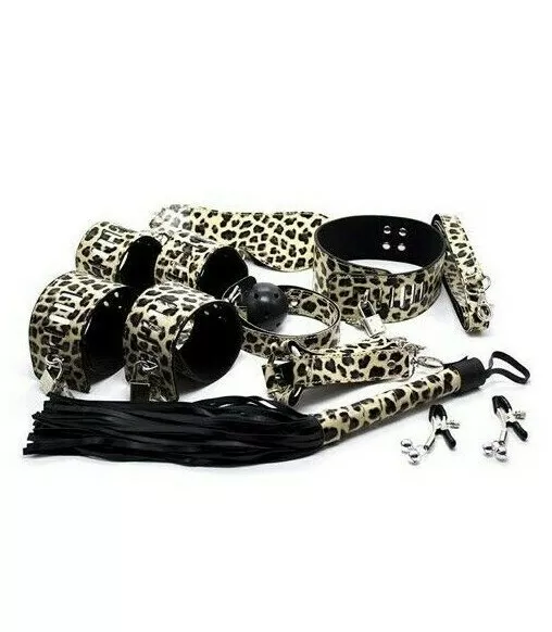 Wild bondage kit leopard set fetish guinzaglio manette morso cavigliere frusta m