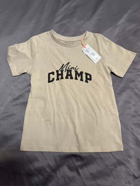 River Island Mini Boys beige T-shirt 2-3 Years Brand New With Tags