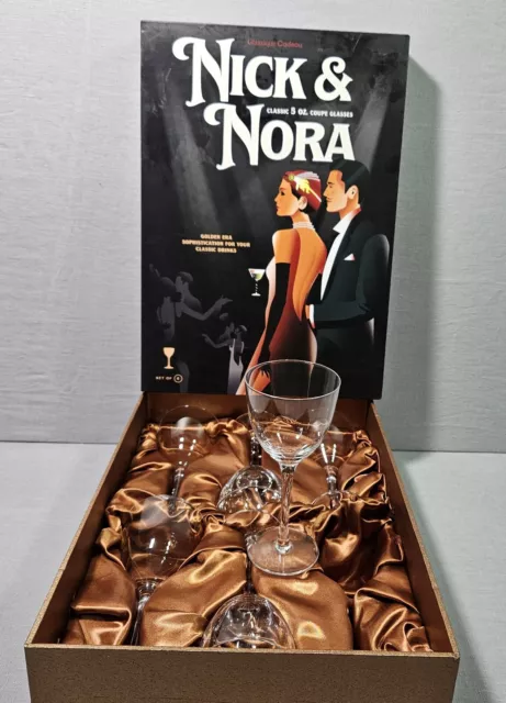 Nick & Nora 5oz Crystal Coupe Cocktail Glasses Set 6 Clear Golden Era Classic
