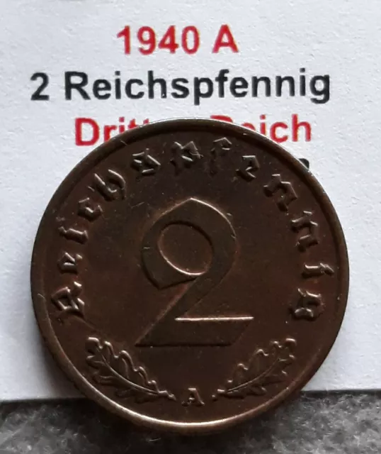 1940 A   2 Reichspfennig Drittes  Reich    Jaeger: 362   vzgl-stgl.