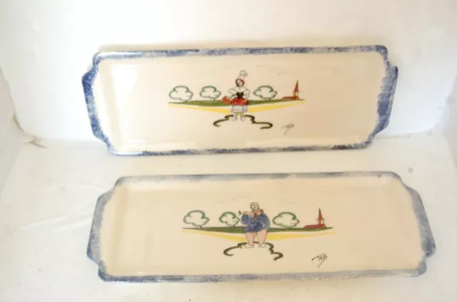 2 beaux plat a gateau (cake)  vintage en ceramique decor main TESS