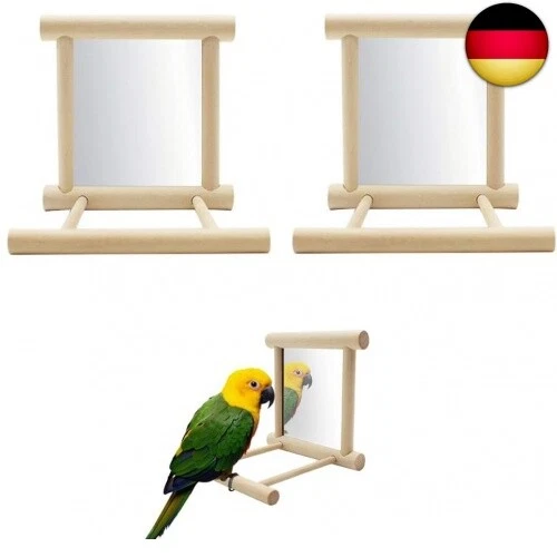 Seully 2 Stück Spiegel, Vogel, Papagei, Barsch, Vogelständer mit Spiegel, V