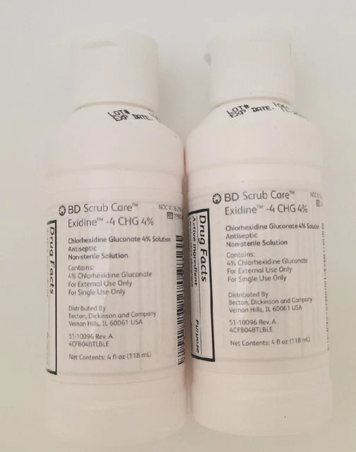 Lote de 2 (4 oz) exfoliante quirúrgico 4% exfoliante CHG, 8 OZ cuidado total de exfoliantes BD