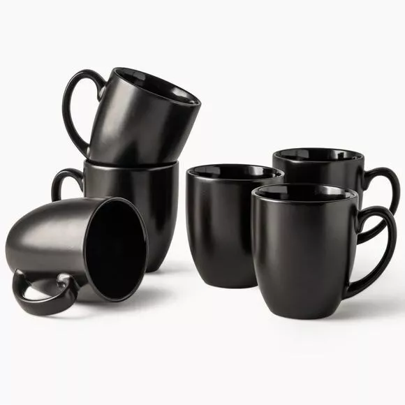 NIB AmorArc 16oz Coffee Mugs Set of 6 Black