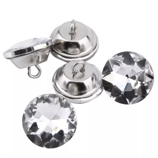 Diamante Silver Rhinestone Crystal Round Buttons Sewing Craft DIY Kits 20mm TOH