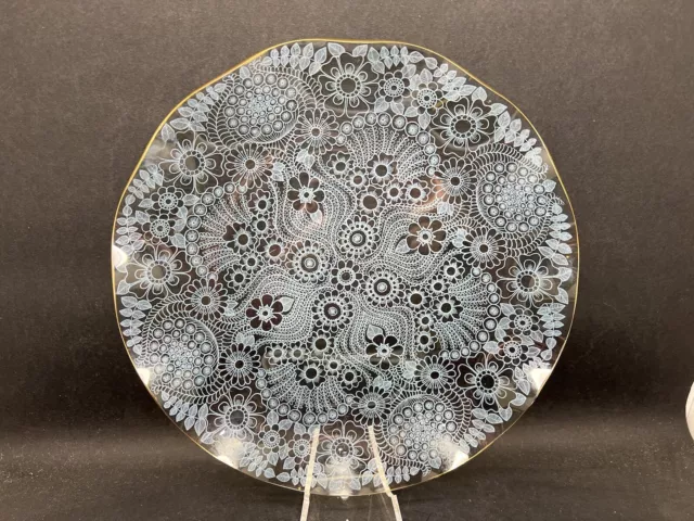 Vintage Mid Century Chance Brothers Flower Pattern Glass Plate (Y2 511) (CC)