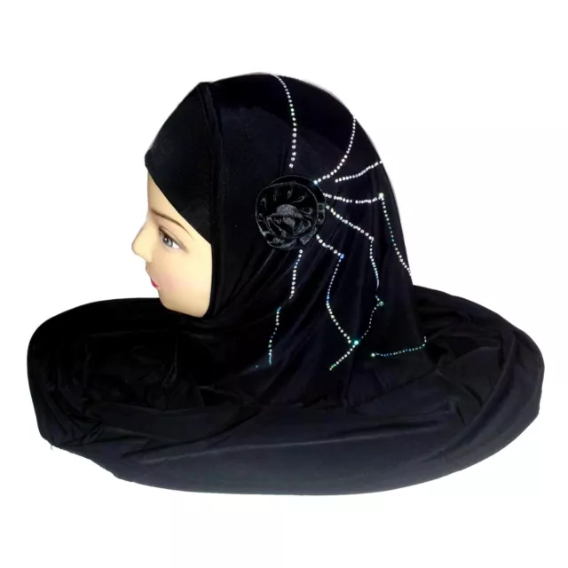 2-tlg Foulard Strass Khimar Velo Musulmano Hijab Scialle di Preghiera Pardha