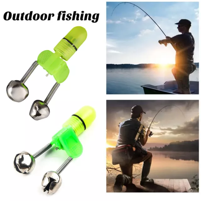 10x New Outdoor Rod Tip LED Light Night Fishing Clip Twin Ring Bite Alarm Bells