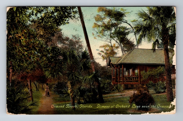 Ormond Beach FL-Florida, Glimpse Of Orchard Lane, Vintage c1920 Postcard
