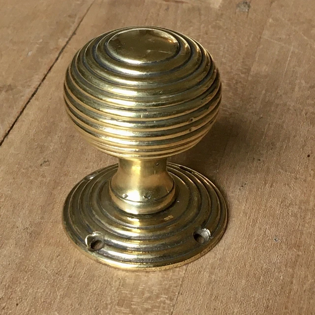 ANTIQUE BRASS BEEHIVE Door Knob Handle Vintage Victorian Pull Old