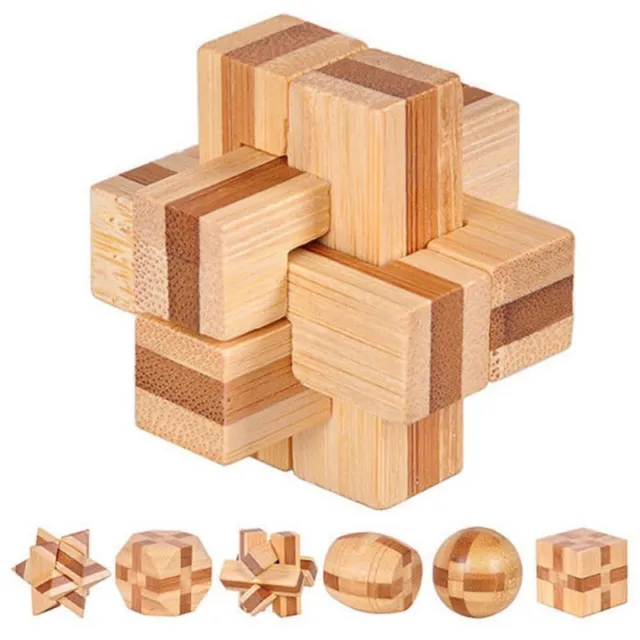 Wooden Kongming Lock Brain Teaser Intellectual Puzzle Kid Educational Game Toy