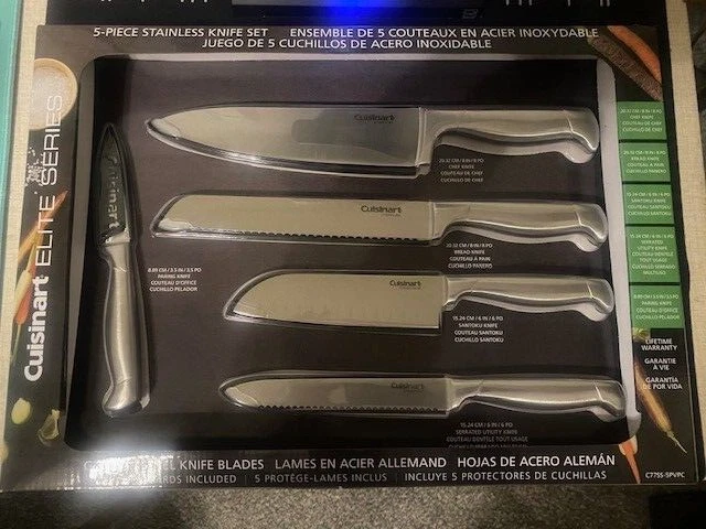 Cuisinart Elite Series 5-Piece Stainless Steel Knife Set with Lifetime Warranty.