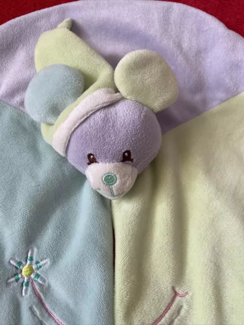 🇫🇷 Doudou Rond Plat Souris Bleue Verte Parme Violet Fleur Gipsy Neuf 2