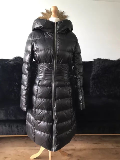 Miss Sixty Black Corset Waist Fitted Down Puffer Coat New S