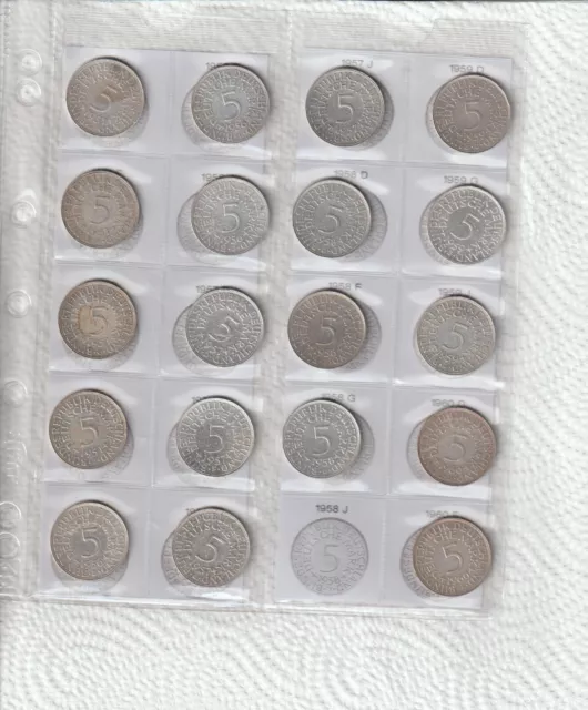 5 dm silbermünzen Sammlung 72 Stück