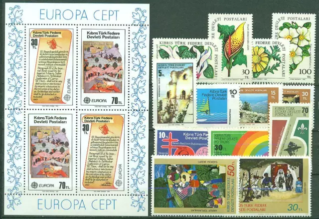 Türkisch - Zypern Jahrgang 1982 Michelnummer 110 - 124 ** MNH Katalog 15,00 €