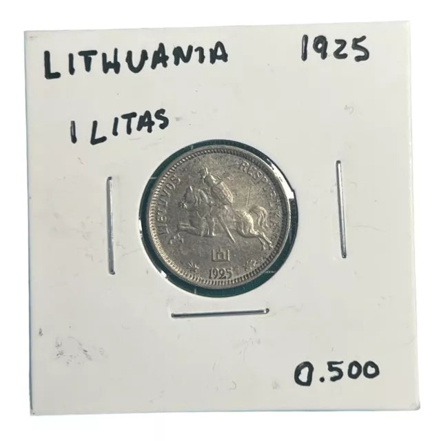 1925 Lithuania 1 Litas 50% Silver World Coin-KM#76 Great Condition