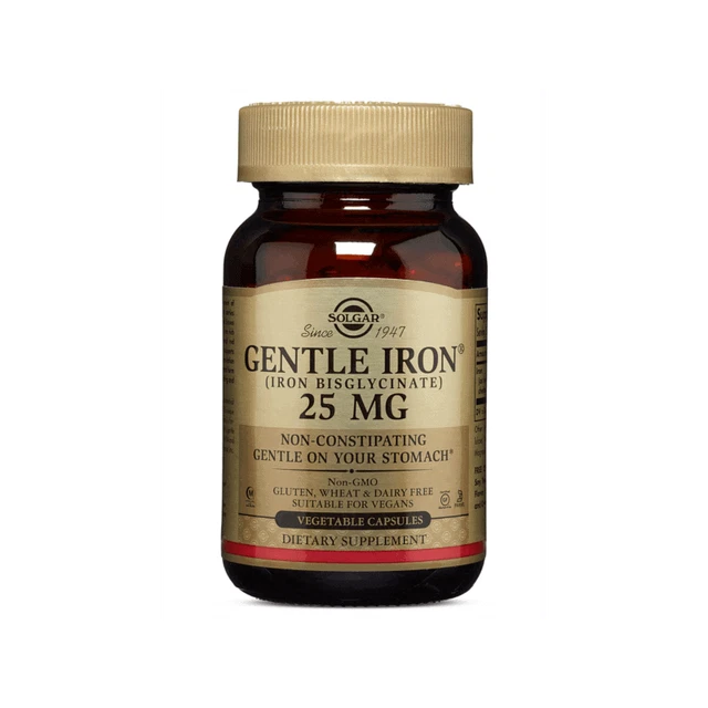 SOLGAR GENTLE IRON 25mg (Iron Bisglycinate) 90 Vege Caps WORLDWIDE