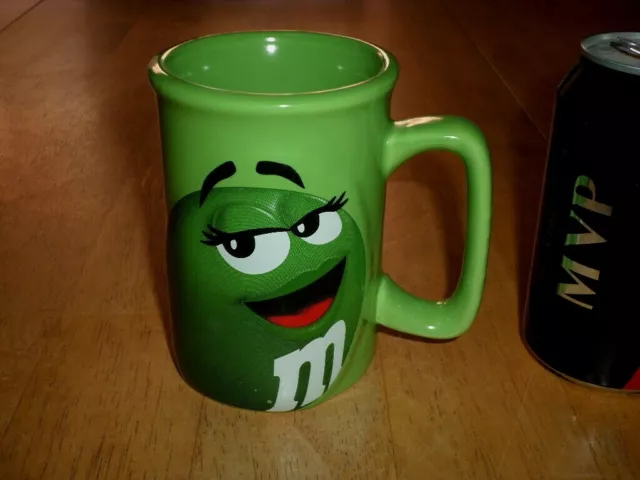 [MARS CANDY] GREEN COLORED M&M CANDIES, [3-D] Ceramic Coffee Cup / Mug, Vintage