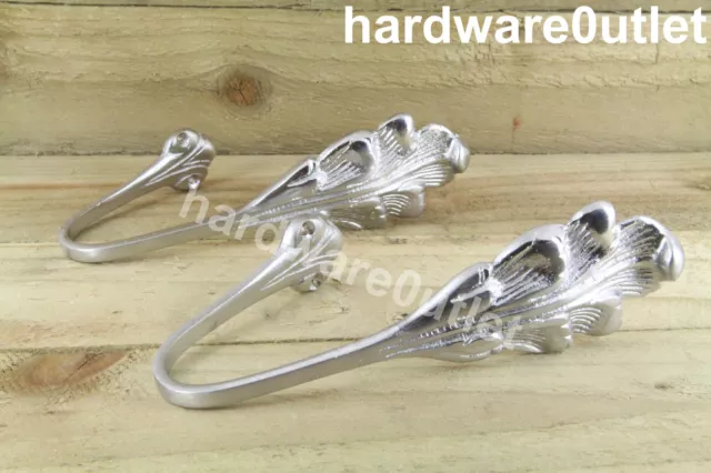Curtain Tie Back 6" Leaf Pattern Brushed & Polished Chrome Finish Sold in Pairs
