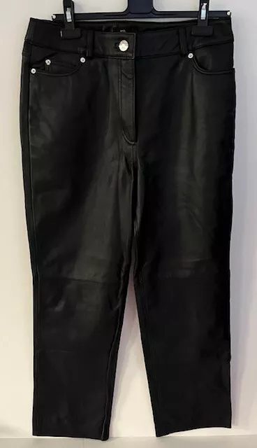 River Island Women's Leather Trousers, Black, Size 12, New