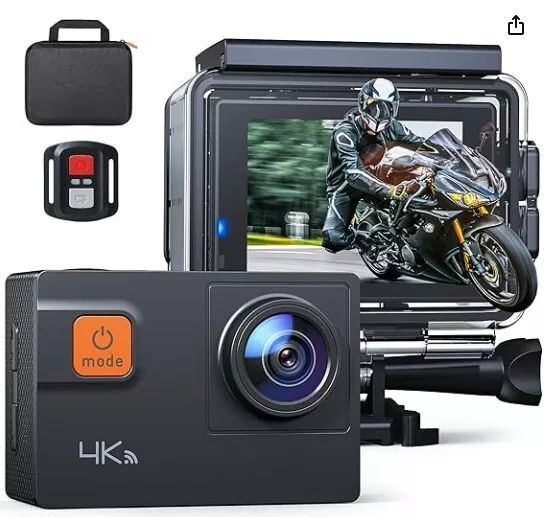 Action Cam 4K/60fps WiFi, 20MP HD Touch Screen, 40M Fotocamera Subacquea Imperme