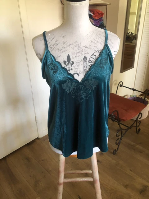 Vintage Velvet Green Embroidered Camisole Sz M