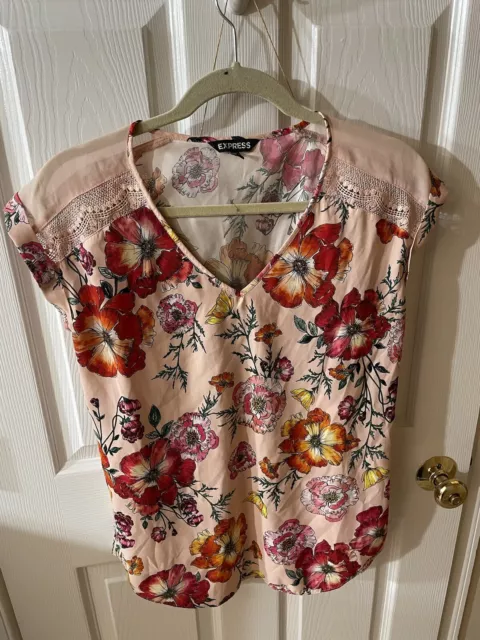 Express Silk Blouse Floral - EUC Size small