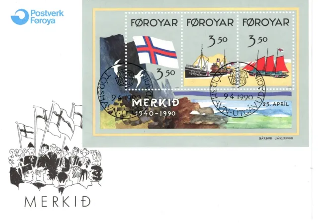 FDC Føroyar Block MB 4 50. Jahrestag der Landesflagge