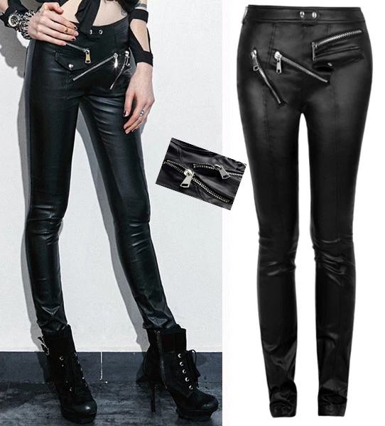 Pantalon slim cuir gothique punk lolita zips zippé fashion sexy couture Punkrave