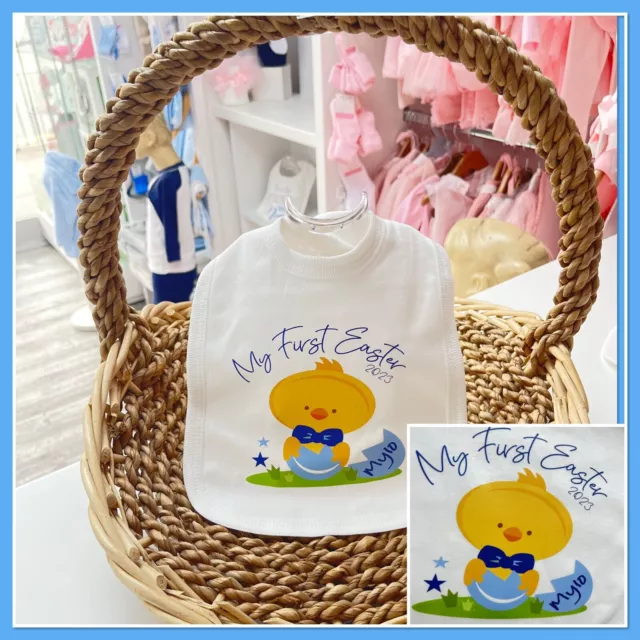 Pijama personalizado para bebés niños 1a Pechera de Pascua primer pollito de Pascua lindo amarillo