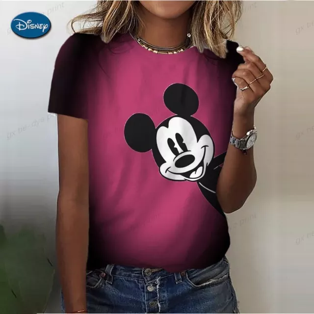 Disney Mickey Mouse Print Summer T-Shirt for Women Minnie Mouse