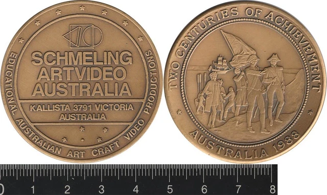 Australia: 1988 Bicentenary medal 200 Years Achievement, Schmeling Artvideo RARE